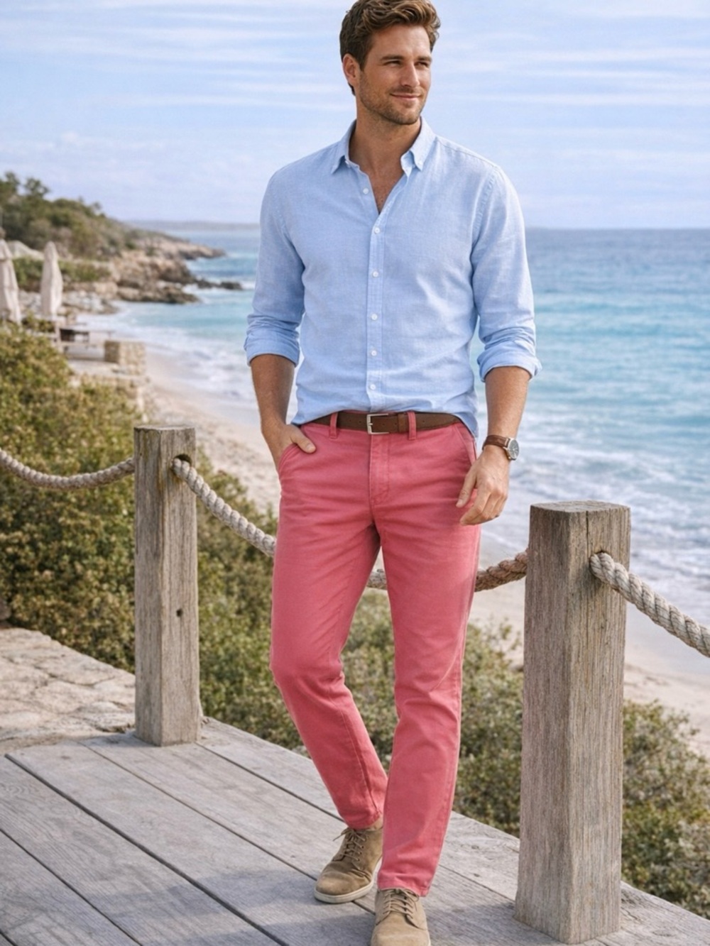 NWT UNTUCKit El Circo Pima Cotton Straight Fit Chino Pants Red 32x32 🧡